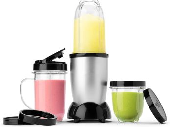 Essential Personal Blender;  Silver - 250W Motor with Tall Cup;  stainless steel cross blade and 1 to-go lid