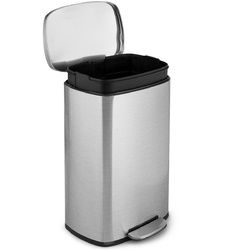 13.2 Gallon Trash Garbage Can Stainless Steel Bin with Bucket