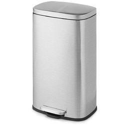 8 Gallon Rectangular Trash Garbage Can Stainless Steel Step Bin