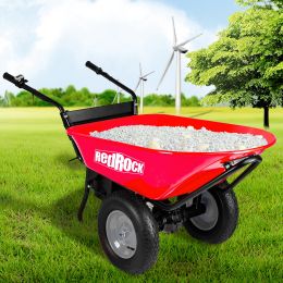 RedRock Wheelbarrow Utility Cart Electric Powered 24V DC 180W AGM Battery 330lbs (150kgs) Max Capacity Barrel Dump Material Debris Hauler