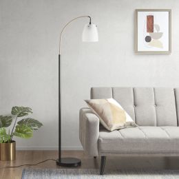 [Only support Drop Shipping Buyer] Bristol Arched Metal Floor Lamp with Frosted Glass Shade