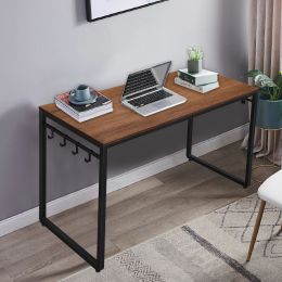 Walnut Office Desk with 8 Hooks