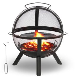 Ikuby ball style fire pit ball of fire with BBQ grill