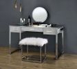 Myles Vanity Set w/USB Port; Antique White &amp; Chrome Finish AC00840