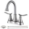 2-Handle 4-Inch Brushed Nickel Bathroom Faucet; Bathroom Vanity Sink Faucets with Pop-up Drain and Supply Hoses