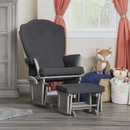 Victoria Glider And Ottoman In Gray/Dark Gray