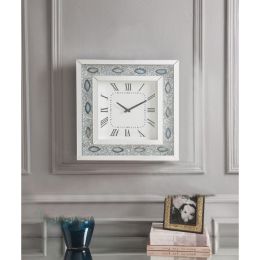 Sonia Wall Clock in Mirrored &amp; Faux Agate 97047