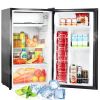 Compact refrigerator with freezer; 3.2 Cu.ft Mini Fridge with Reversible Door; 5 Settings Temperature Adjustable for Kitchen; Bedroom; Dorm; Apartment