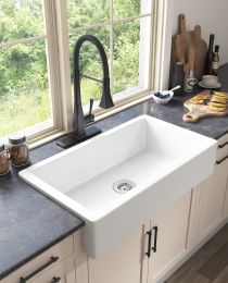 30&quot;L x 19&quot; W Farmhouse/Apron Front White Ceramic Kitchen Sink