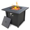 Upland 28&rdquo; Slat Top Gas Fire Pit Table-Black