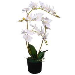 Artificial Orchid Plant with Pot 25.6" White