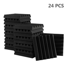 Free shipping 24pcs 12"x12"x2" Acoustic Foam Panel Wedge Studio Soundproofing Wall Padding Black  YJ