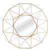 Free shipping Iron Wall Mirror Radial Triangle Round Mirror Iron Wall Mirror Decorative Mirror 25.5inch  Golden  YJ