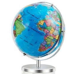 13" Illuminated World Globe 720 Rotating Map with LED Light