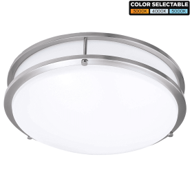 Dimmable 16" LED Ceiling Light - Elegant and Simple Recessed Ceiling Light Fixture with 3 CCT Selectable Color Temperatures - Round Nickel Plated Ceil