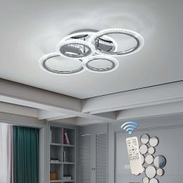 Modern Dimmable Recessed LED Ceiling Light 4 Rings Acrylic For Bedroom; Chrome Plated