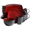 Square Cutlery Set of 16 - Red