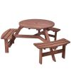 Patio 6 Person Outdoor Wood Picnic Table Beer Bench Set Pub Dining Seat Garden