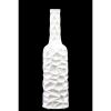 Ceramic Bottle Vase With Wrinkled Sides; Large; White; DunaWest