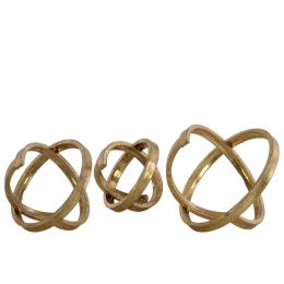 Metal Round Abstract Sculpture; Gold; Set of 3; DunaWest