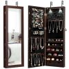 Wall Mounted Mirrored Jewelry Cabinet Organizer LED Light