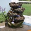 Indoor Calm 5 Step Rock Waterfall Waterfall Table Fountain with LED Lights - 14 Inch