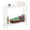 White Console Table; 2-tier Small Narrow Entryway Table with Storage Shelf; 39.4" Sofa Table for Living Room; White