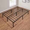 14" Heavy Duty Steel Slat Queen Platform Bed Frame; Black