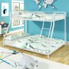 Twin Full Size Bunk Bed with Metal Frame and Ladder; Heavy Duty Bunk Bed Full Size Twin Adult Child; Durable Bunk Bed Frame with Metal Support Slats;