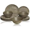 18-Piece Melamine Dinnerware Set; Serves 6; Wood Grain