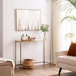 Console table; golden tempered glass sofa table; modern console living room table