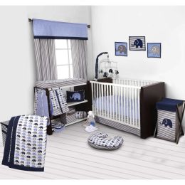 Bacati Elephants 10 Piece Crib Bedding Set; Blue/Gray