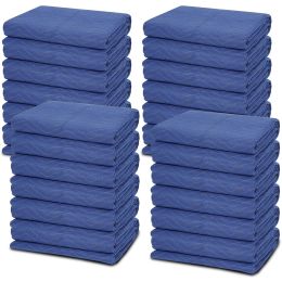 12-Pack 80 x 72 inch Moving Blankets;  Heavy Duty Moving Pads for Protecting Furniture;  Professional Quilted Shipping Furniture Pads;  Blue