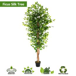 6FT Solid Wood 1260 Leaves Truncated Banyan Tree Simulation Tree Green