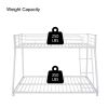 Twin Full Size Bunk Bed with Metal Frame and Ladder; Heavy Duty Bunk Bed Full Size Twin Adult Child; Durable Bunk Bed Frame with Metal Support Slats;