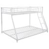 Twin Full Size Bunk Bed with Metal Frame and Ladder; Heavy Duty Bunk Bed Full Size Twin Adult Child; Durable Bunk Bed Frame with Metal Support Slats;