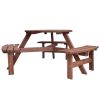 Patio 6 Person Outdoor Wood Picnic Table Beer Bench Set Pub Dining Seat Garden