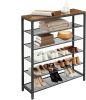 Shoe Rack; Shoe Shelf Storage Organizer with 5 Mesh Shelves and Large Surface for Bags