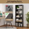 5-Shelf Storage Bookcase Modern Multi-Functional Display Cabinet Furniture Black