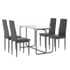 5-piece Rectangle Dining Table Set;  Tempered Glass Dining Table for Kitchen Room;  (Transparent+Black)