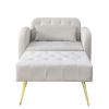 [Video] Modern adjustable backrest recliner single sofa armchair; upholstered button tufted recliner with footrest and gold legs for living room bedro