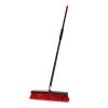 Heavy Duty Push Broom; Long Handled; 18" Indoor/Outdoor; Red; 3-Pack