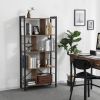 4 Tier Industrial Bookshelf Rustic Brown & Black