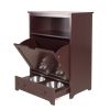 Pet Feeder Station with Storage; Made of MDF and Waterproof Painted; Dog and Cat Feeder Cabinet with Stainless Bowl