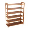 High Quality 6 Tier Wood Bamboo Shelf Entryway Storage Shoe Rack Home Furniture