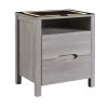 Multifunctional Storage Nightstand with 2 Drawers and an open shelf; Wireless Charging with adjustable LED; Brown