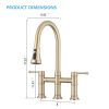 Double Handle Bridge Kitchen Faucet With Pull-Down Spray Head