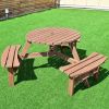 Patio 6 Person Outdoor Wood Picnic Table Beer Bench Set Pub Dining Seat Garden