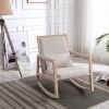 Solid wood linen fabric antique white wash painting rocking chair with removable lumbar pillow