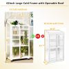 62inch Height Wood Large Greenhouse Balcony Portable Cold Frame with Wheels and Adjustable Shelves for Outdoor Indoor Use